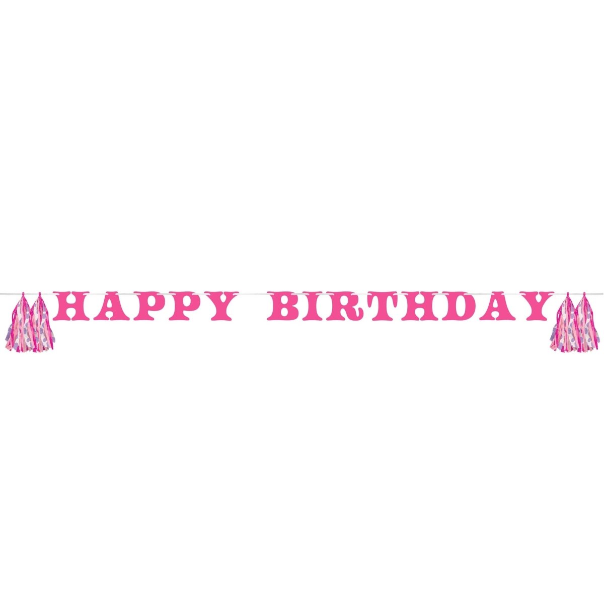 CREATIVE CONVERTING Kids Birthday Boots and Bows Happy Birthday Banner, 96 Inches, 1 Count 196504193901