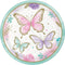 CREATIVE CONVERTING Kids Birthday Butterfly Shimmer Birthday Large Round Lunch Paper Plates, 9 Inches, 8 Count 039938845612