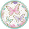 CREATIVE CONVERTING Kids Birthday Butterfly Shimmer Birthday Large Round Lunch Paper Plates, 9 Inches, 8 Count 039938845612