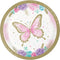 CREATIVE CONVERTING Kids Birthday Butterfly Shimmer Birthday Small Round Dessert Paper Plates, 7 Inches, 8 Count 039938845629