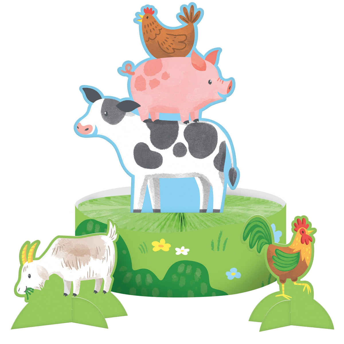 CREATIVE CONVERTING Kids Birthday Farm Animals Birthday Centerpiece Set, 1 Count 039938981839