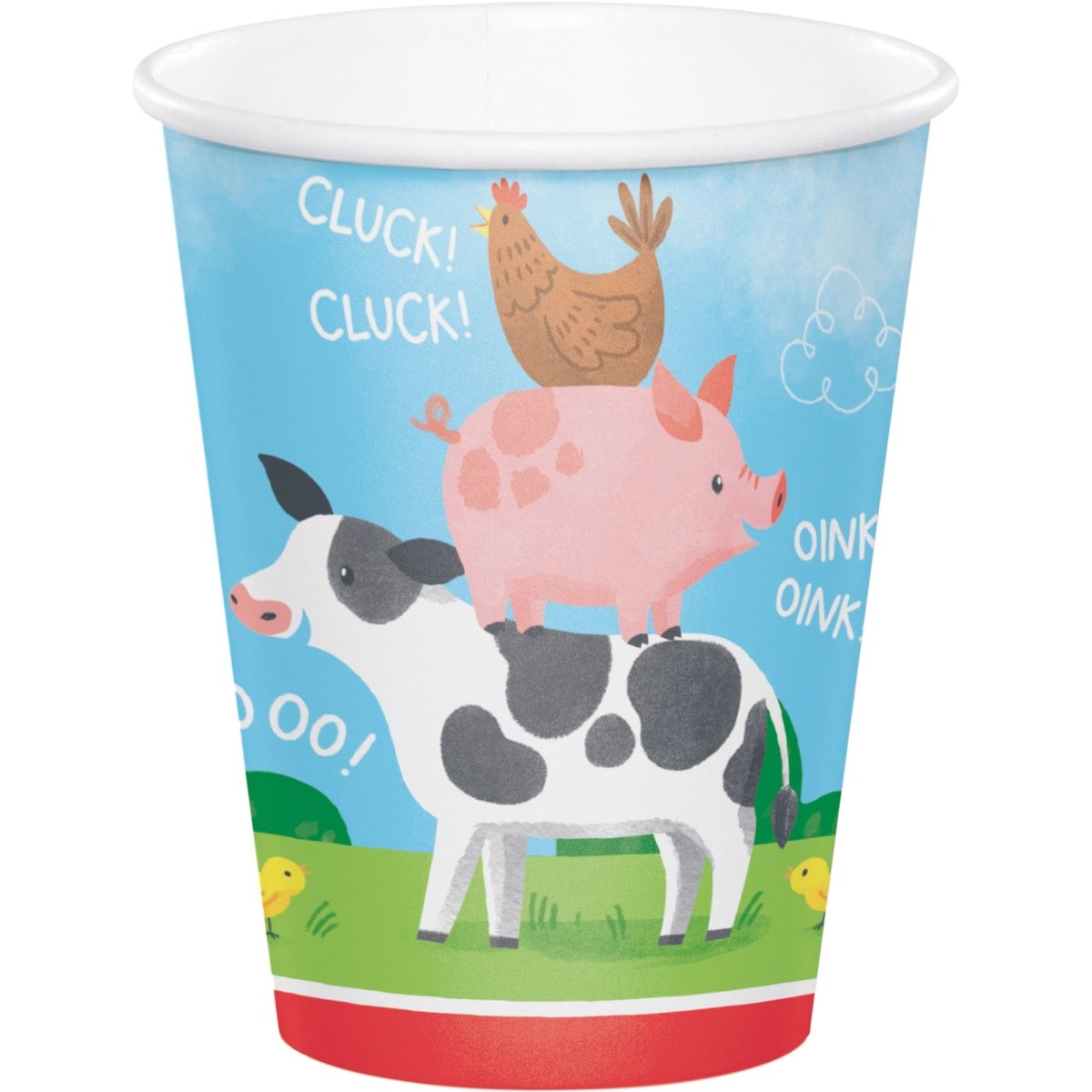 CREATIVE CONVERTING Kids Birthday Farm Animals Birthday Paper Cups, 9 Oz, 8 Count 039938981778
