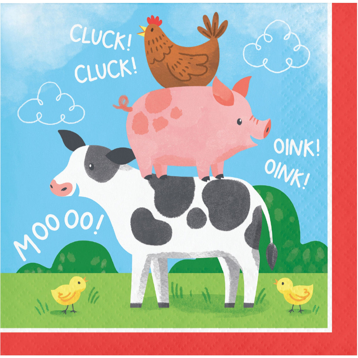 CREATIVE CONVERTING Kids Birthday Farm Animals Birthday Small Beverage Napkins, 16 Count 039938981792
