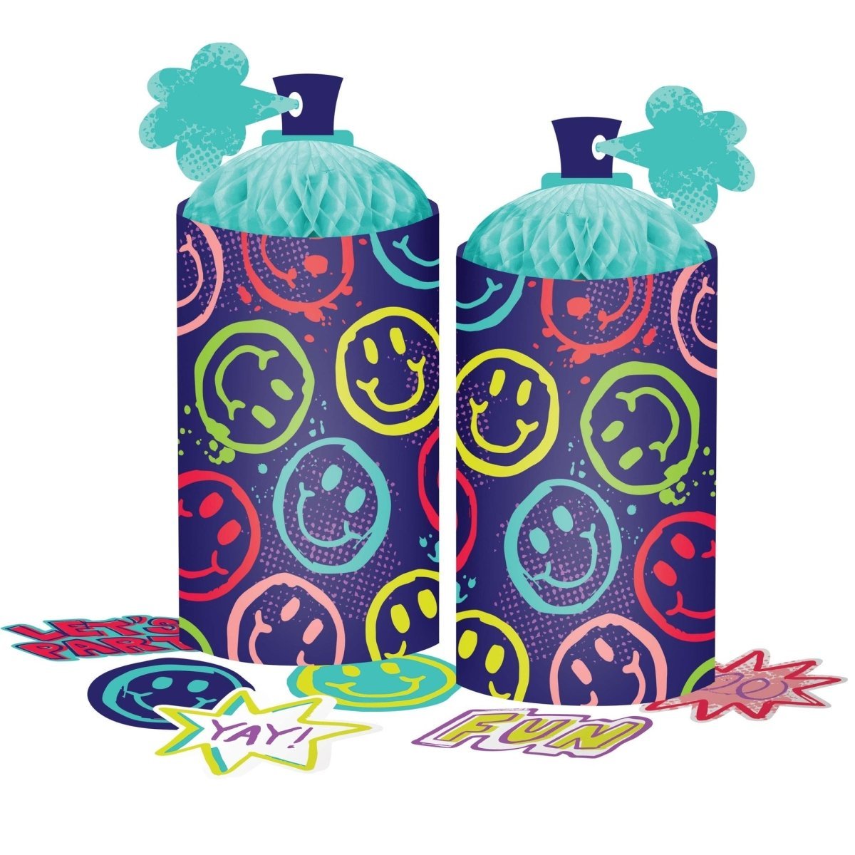 CREATIVE CONVERTING Kids Birthday Graffiti Party Birthday Honeycomb Centerpiece Kit, 1 Count 196504193185