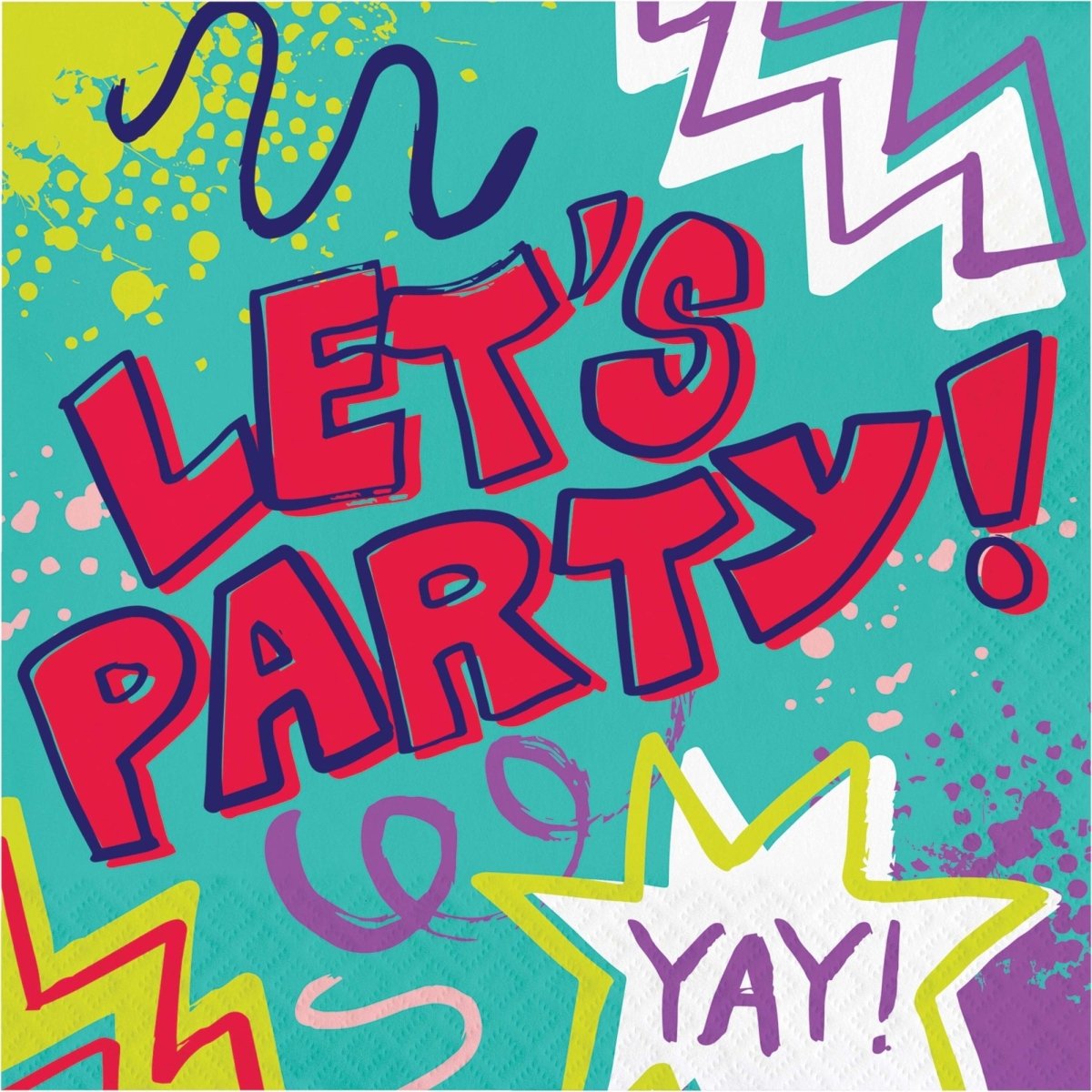 CREATIVE CONVERTING Kids Birthday Graffiti Party Birthday Large Lunch Napkins, 16 Count 196504193109