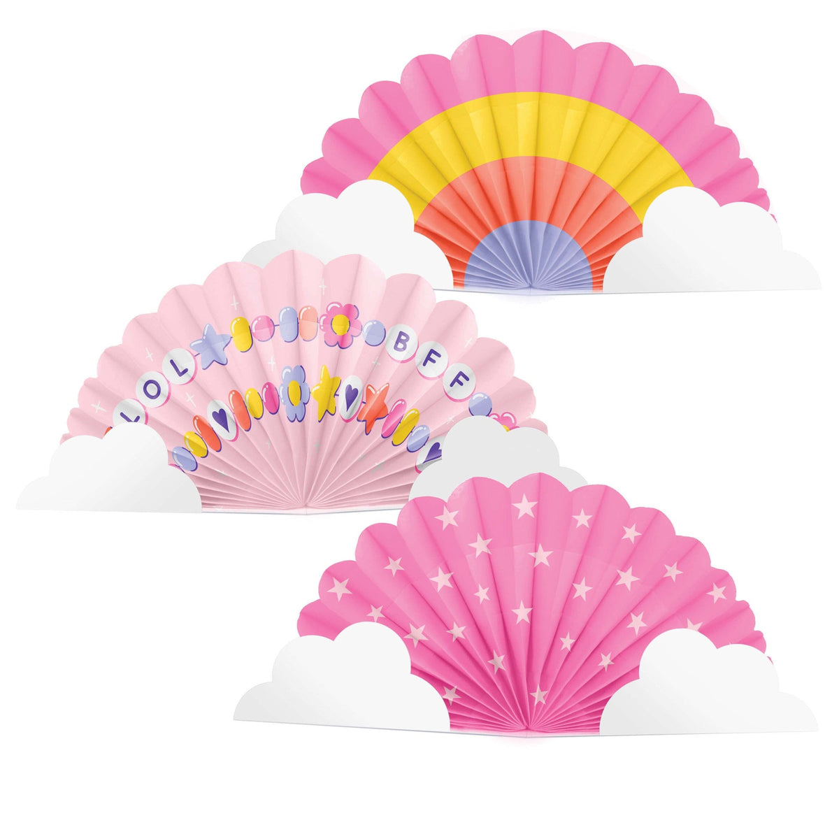 CREATIVE CONVERTING Kids Birthday Sweet Dreams Birthday Accordion Fan Centerpieces, 3 Count 196504193628