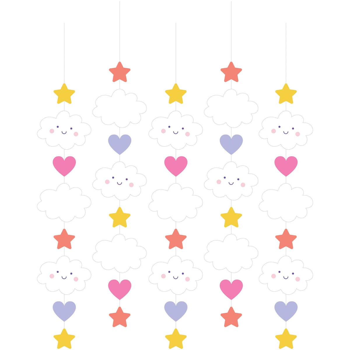 CREATIVE CONVERTING Kids Birthday Sweet Dreams Birthday Hanging Cutouts, 5 Count 196504193642