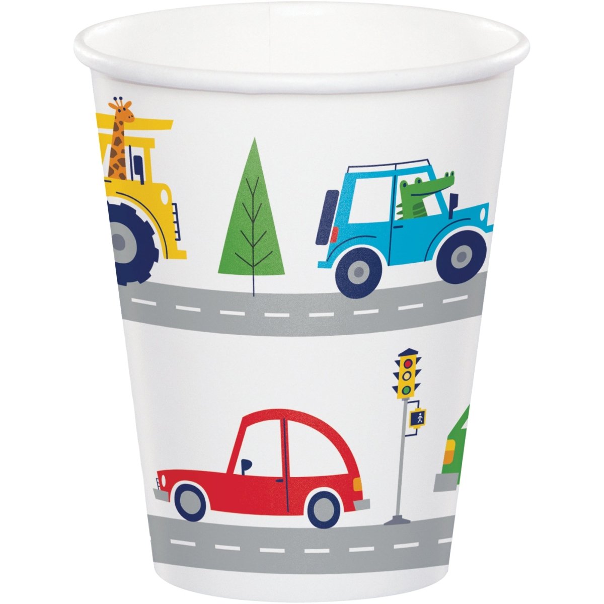 CREATIVE CONVERTING Kids Birthday Transportation Time Paper Cups, 9 Oz, 8 Count 196504000681