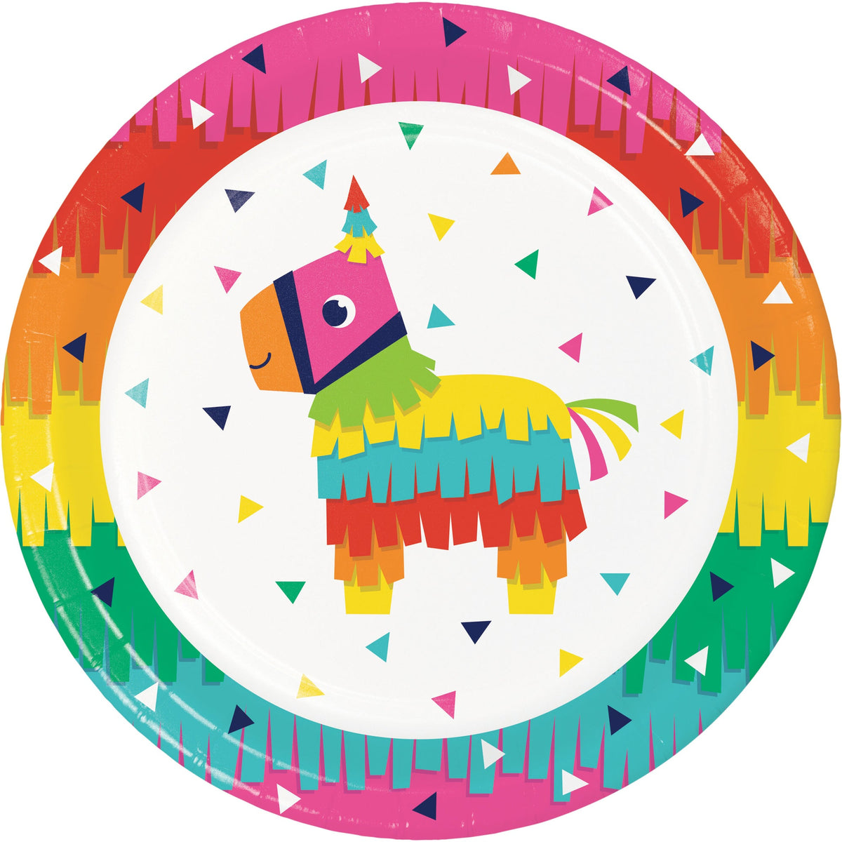 CREATIVE CONVERTING Theme Party Mexican Fiesta Large Round Lunch Paper Plates, 9 Inches, 8 Count 039938617844