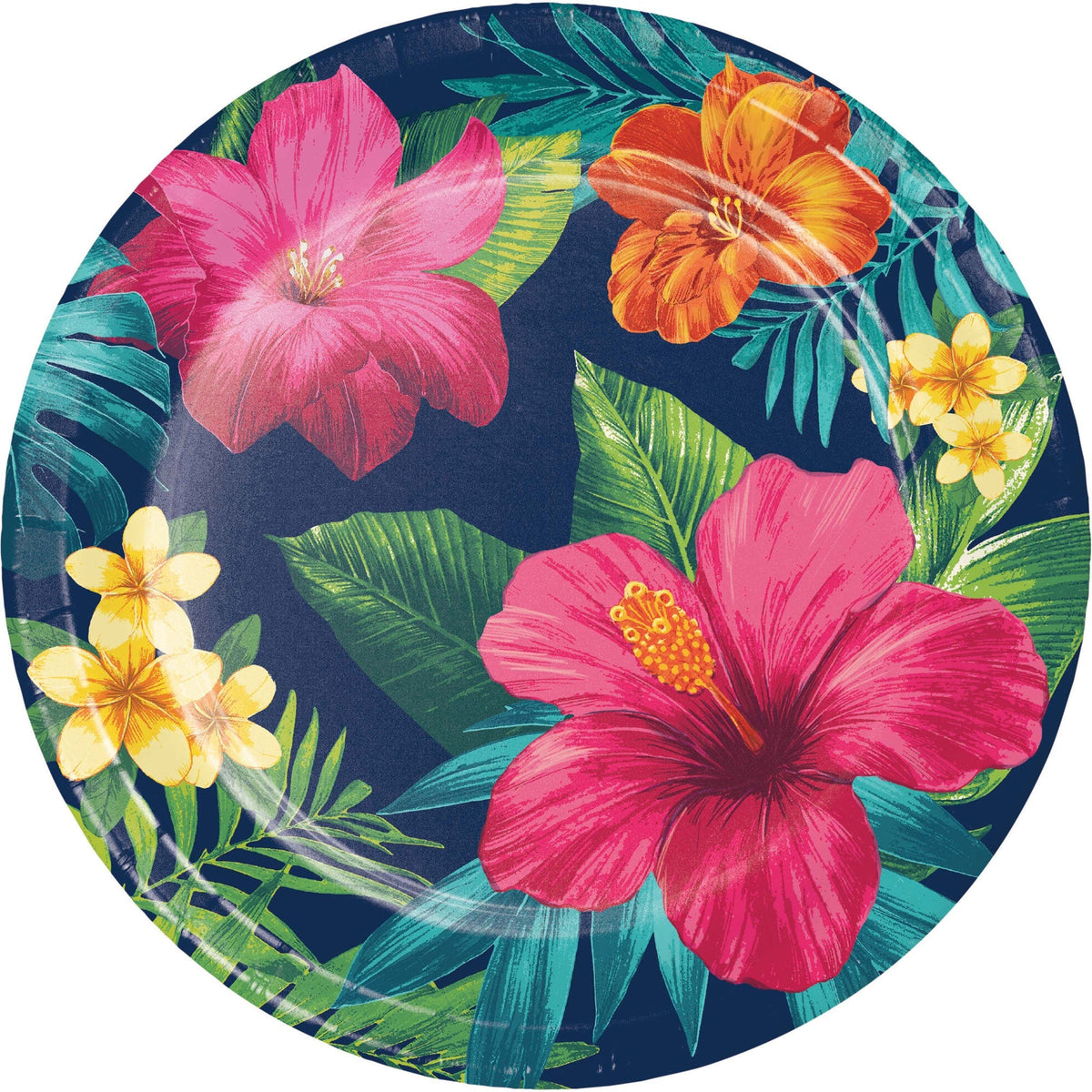 CREATIVE CONVERTING Theme Party Tropic Time Large Round Lunch Paper Plates, 9 Inches, 8 Count 196504141223
