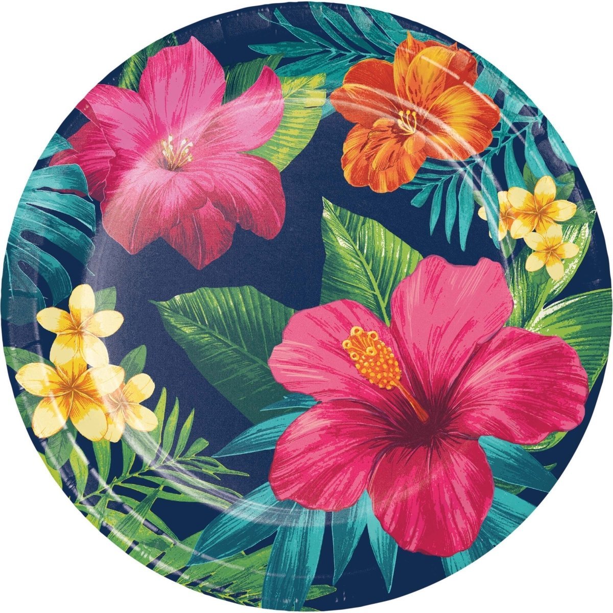 CREATIVE CONVERTING Theme Party Tropic Time Large Round Lunch Paper Plates, 9 Inches, 8 Count 196504141223