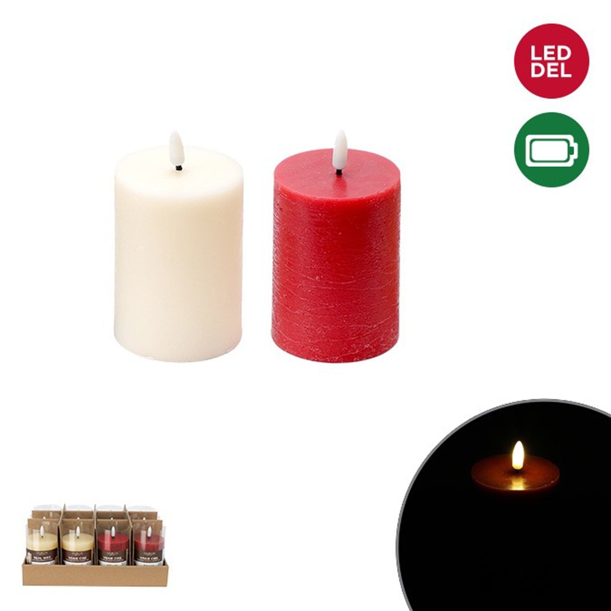 DANSON DECOR Christmas 3D Plastic Pillar LED Candle, Assortment, 1 Count 062615849191