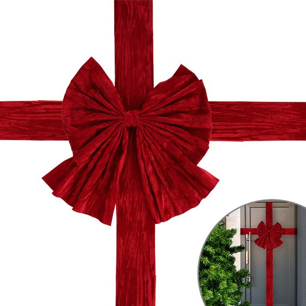 DANSON DECOR Christmas Burgundy Red Fabric Door Bow, 20 x 24 Inches, 1 Count 062615874889