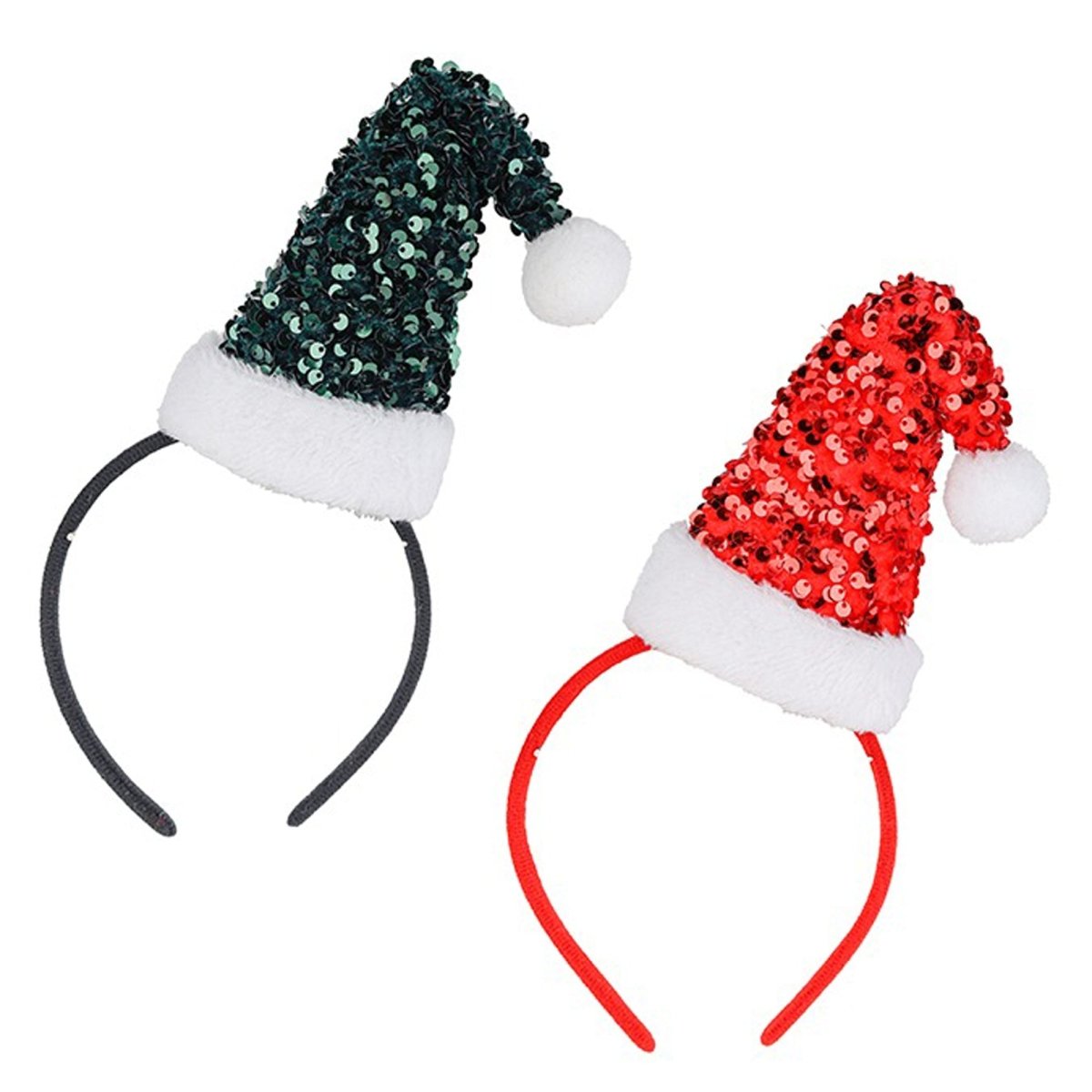 DANSON DECOR Christmas Christmas Sequin Santa Hat Headband, Assortment, 1 Count 062615865429