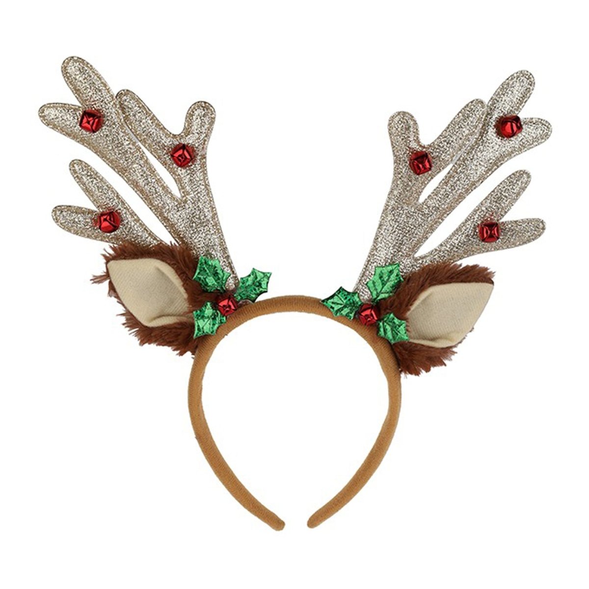 DANSON DECOR Christmas Fabric Headband with Reindeer Ears for Adults 062615865436
