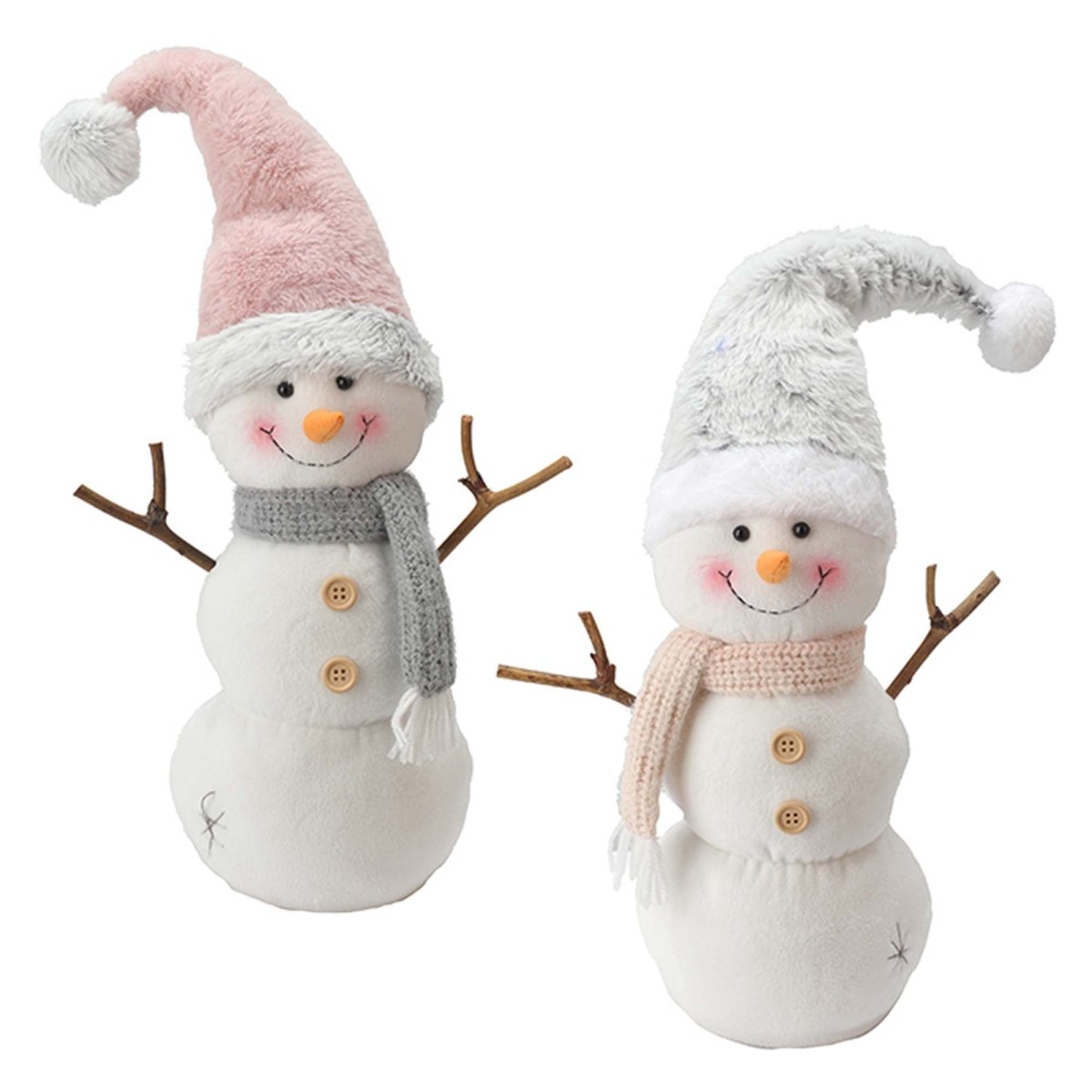DANSON DECOR Christmas Fabric Round Body Snowman, Pink, 13 Inches, Assortment, 1 Count 062615836658