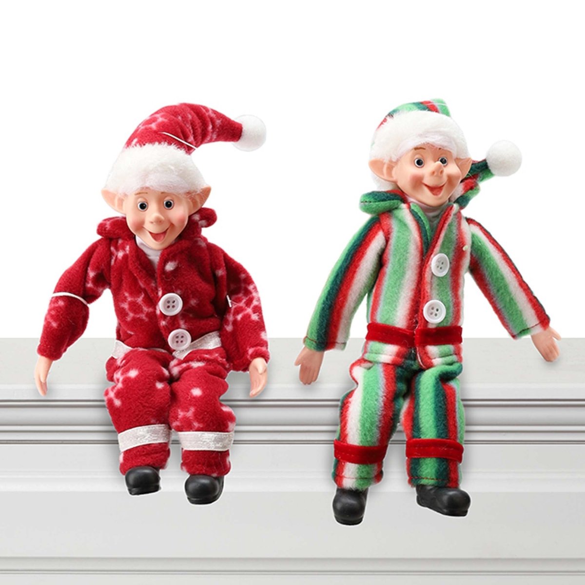 DANSON DECOR Christmas Flexible Fabric Elf In Sleepwear, 10 Inches, Assortment, 1 Count 062615841584