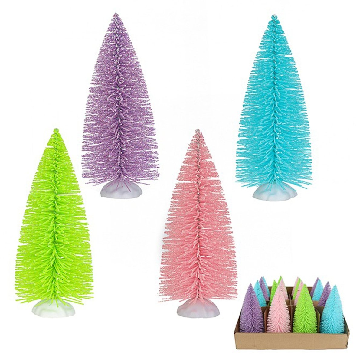 DANSON DECOR Christmas Glitter Sisal Tree, 5.5 Inches, Assortment, 1 Count 062615875640