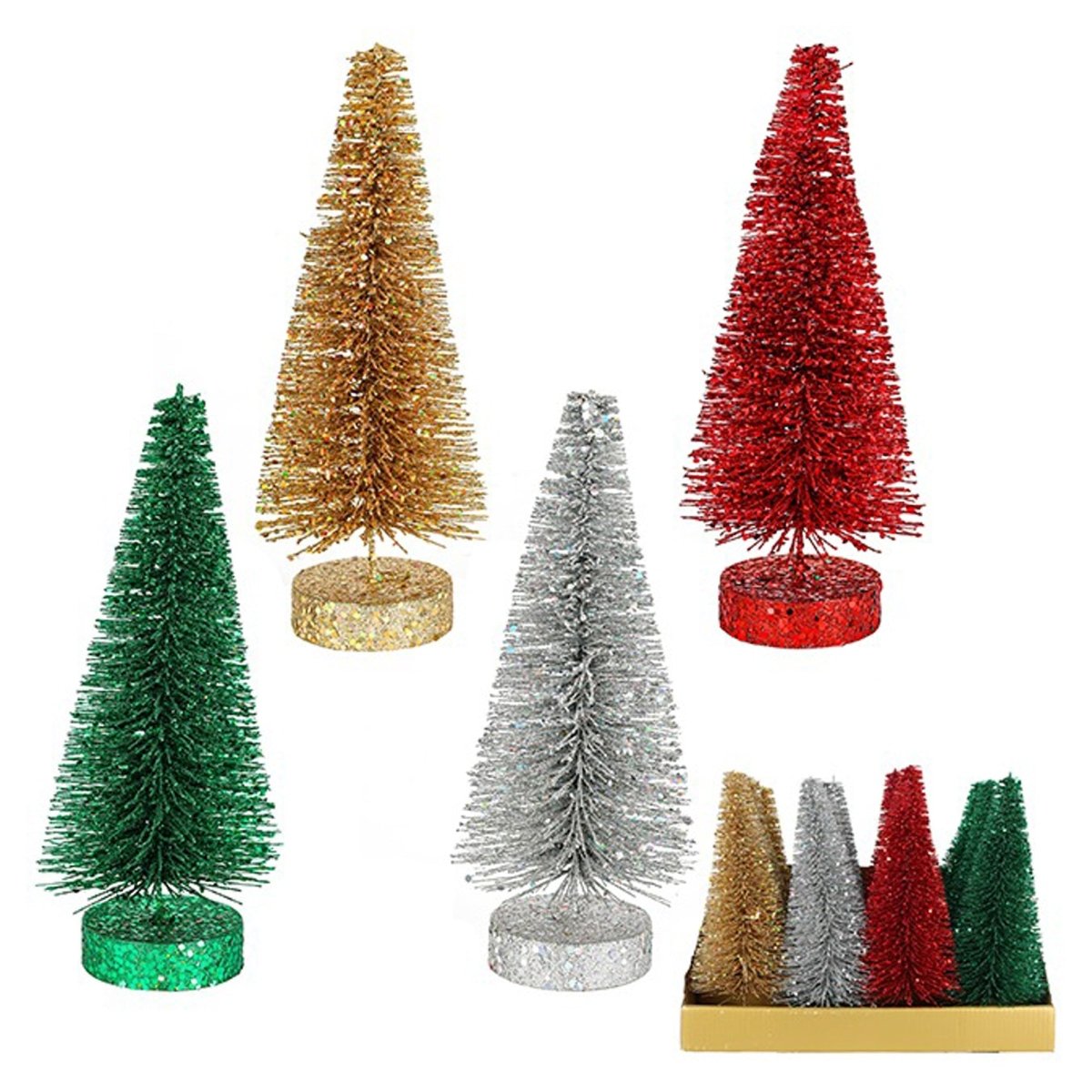 DANSON DECOR Christmas Glitter Tree, 3 x 8 Inches, Assortment, 1 Count 062615875329