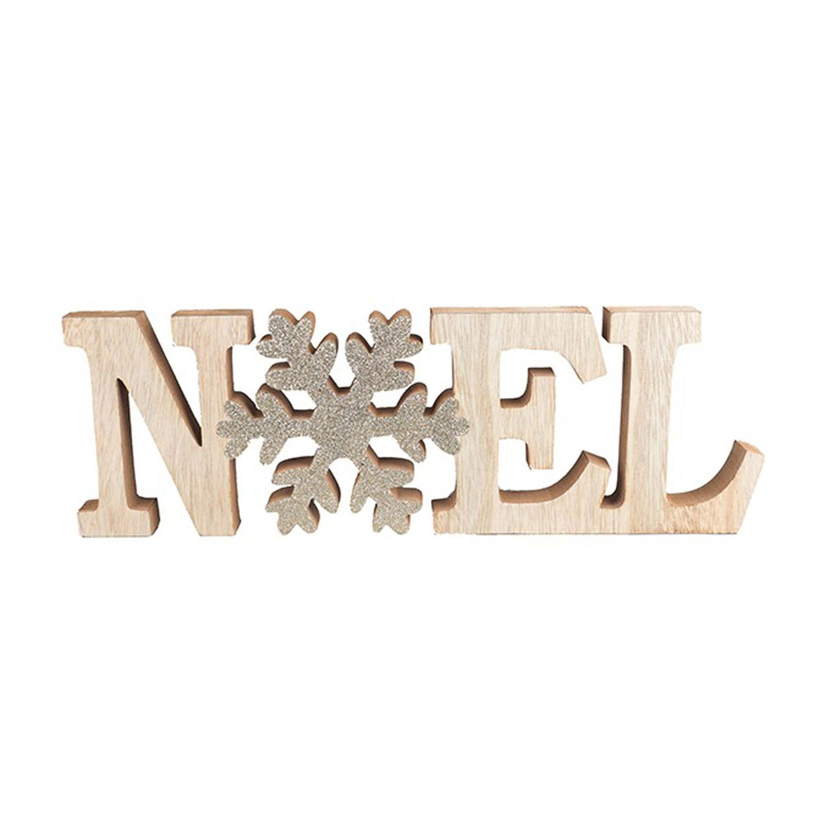 DANSON DECOR Christmas "Noël" Wood Sign, Natural and Gold, 1 Count