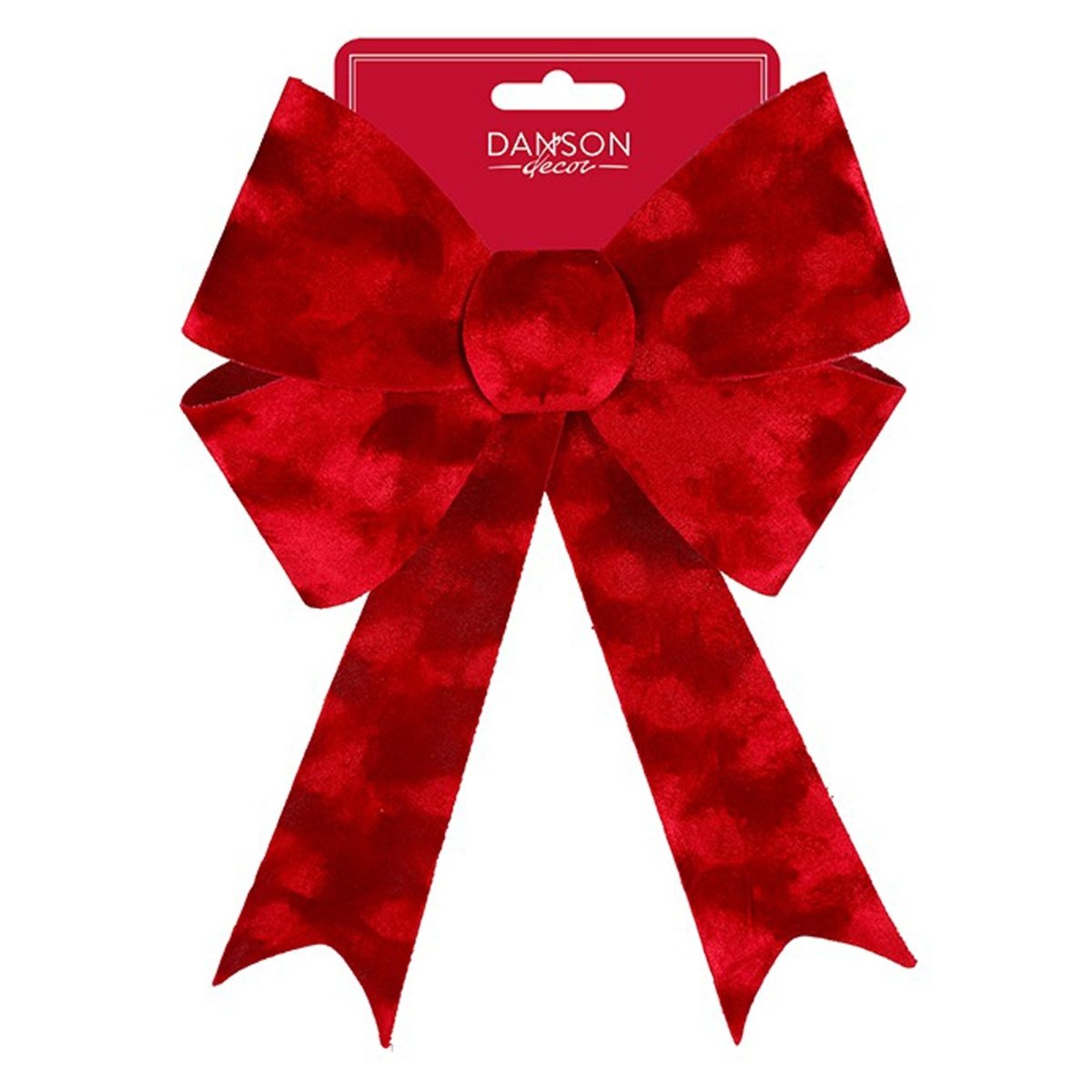 DANSON DECOR Christmas PVC Red Velvet Satin Bow 4 Loops, 12 x 17.5 Inches, 1 Count 062615879662