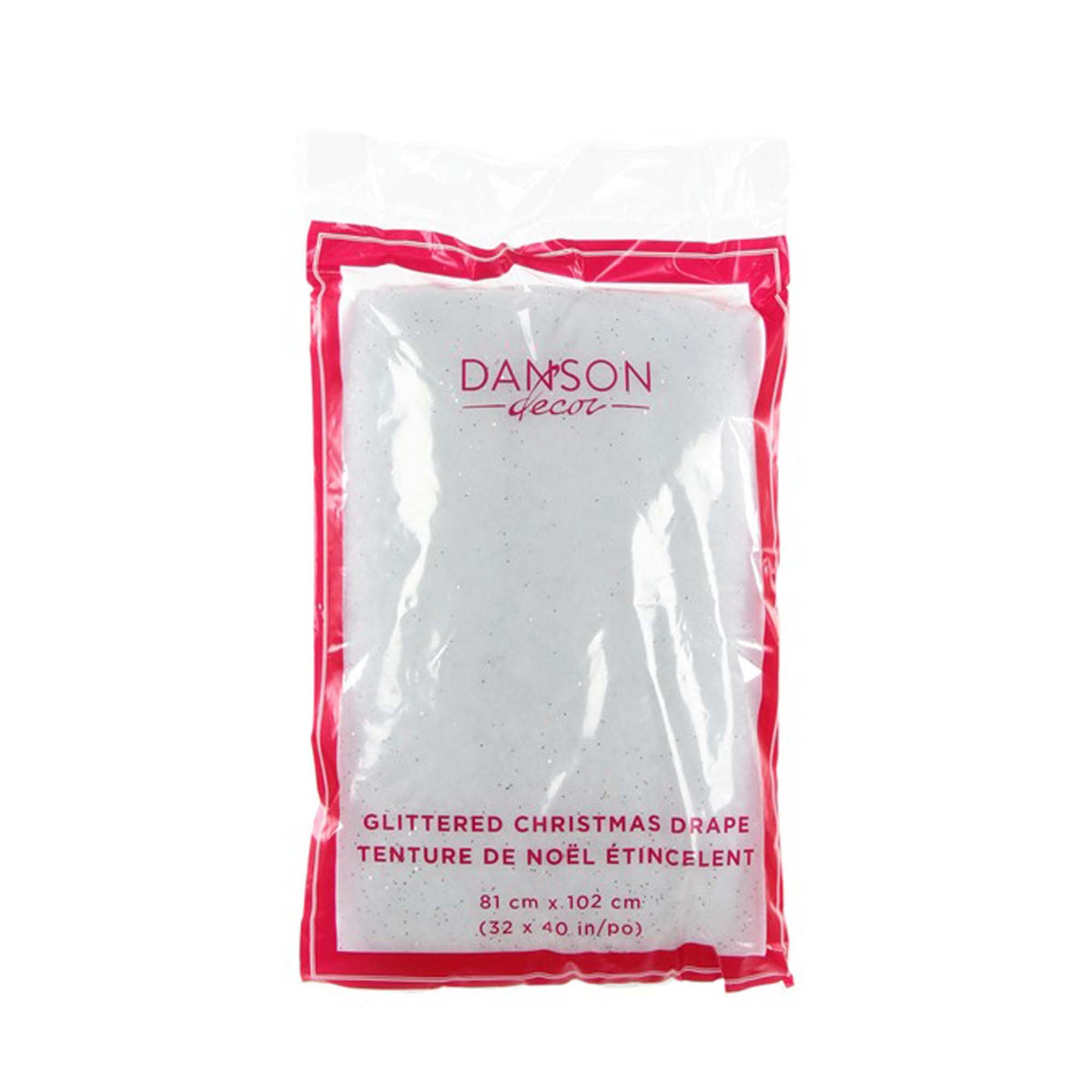 DANSON DECOR Christmas White Glittered Christmas Drape, 32 x 40 Inches, 1 Count