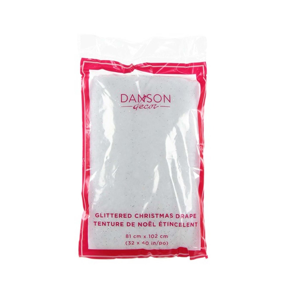 DANSON DECOR Christmas White Glittered Christmas Drape, 32 x 40 Inches, 1 Count