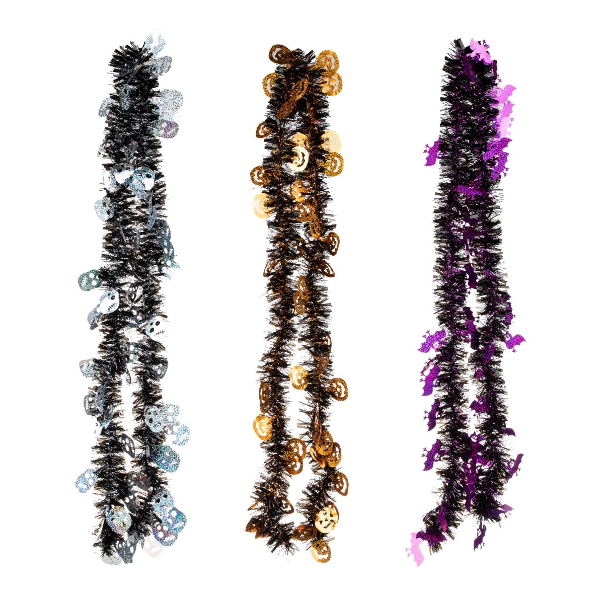 DANSON DECOR Halloween Black Tinsel Halloween Garland, Assortment, 1 Count 62615371982