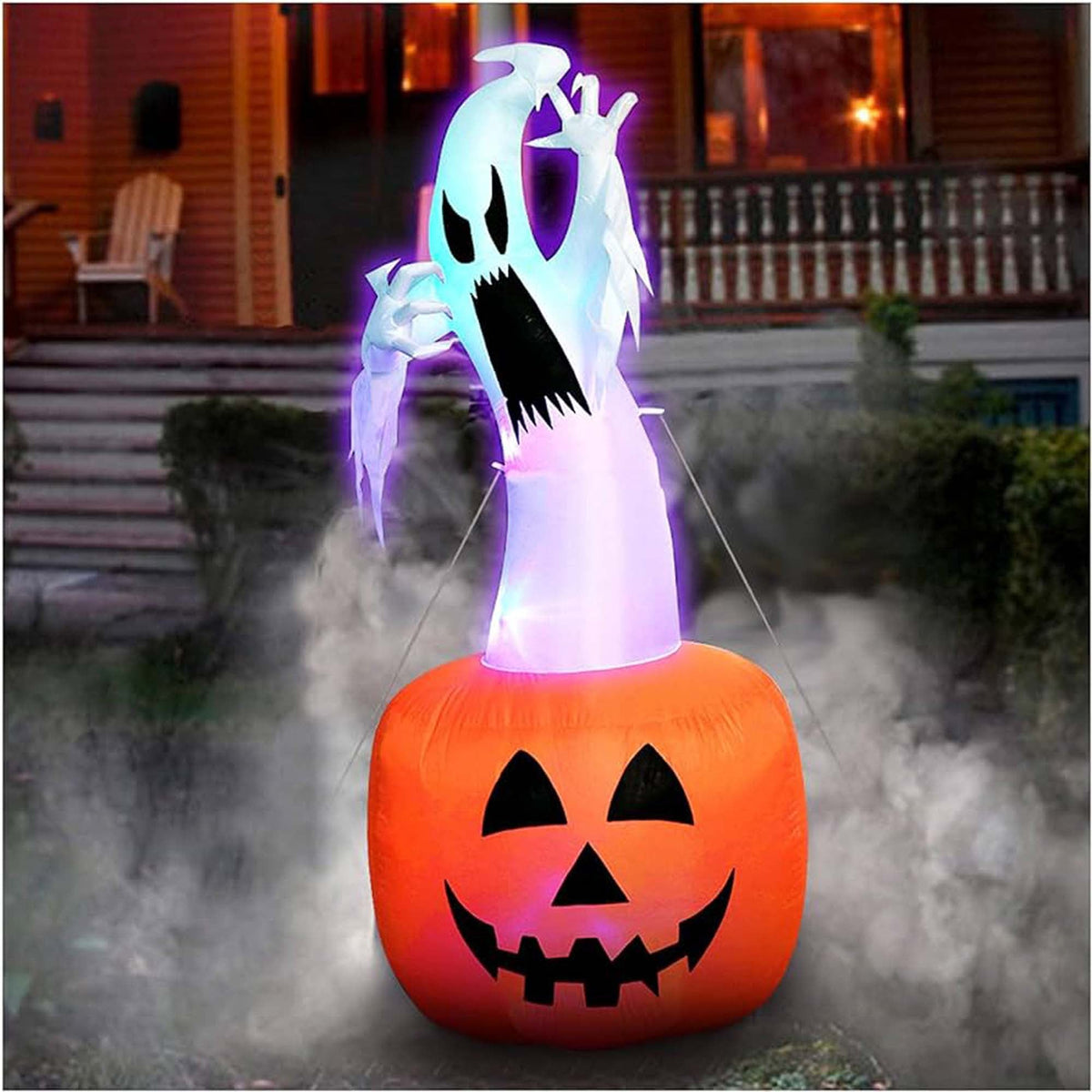 DANSON DECOR Halloween Inflatable Light-Up Ghost In Pumpkin Decoration, 72 Inches, 1 Count