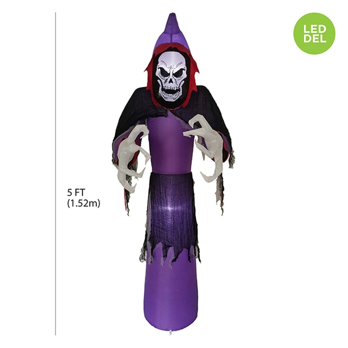 Inflatable Light-Up Skeleton Reaper Decoration, 60 Inches | Party Expert