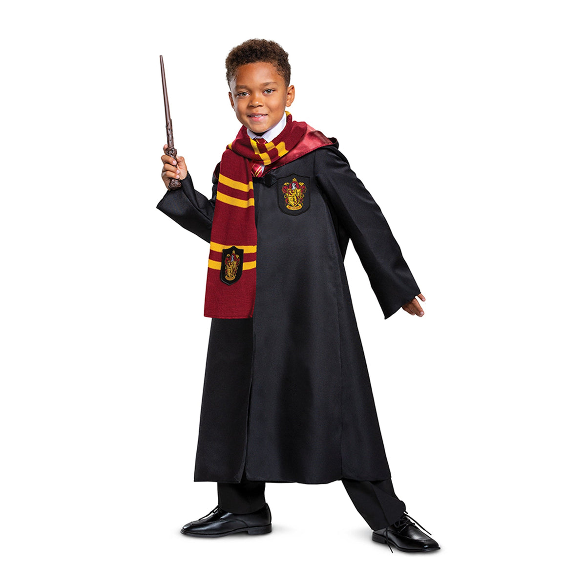 DISGUISE (TOY-SPORT) Costume Accessories Gryffindor Dress-Up Set, Happy Potter, Hooded Robe, Scarf, Wand, and Tie 192995117617