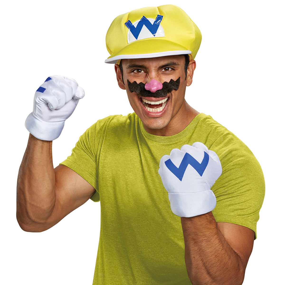 DISGUISE (TOY-SPORT) Costume Accessories Wario Accessory Kit for Adults, Super Mario Bros, Hat, Gloves and Mustache 039897988436
