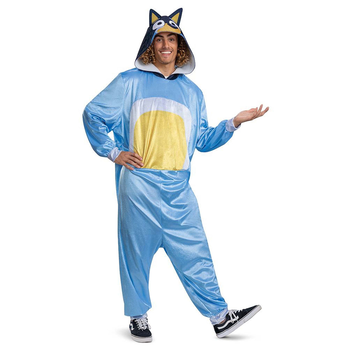 DISGUISE (TOY-SPORT) Costumes Bluey Bandit Hooded Jumpsuit Costume for Adults 192995149724
