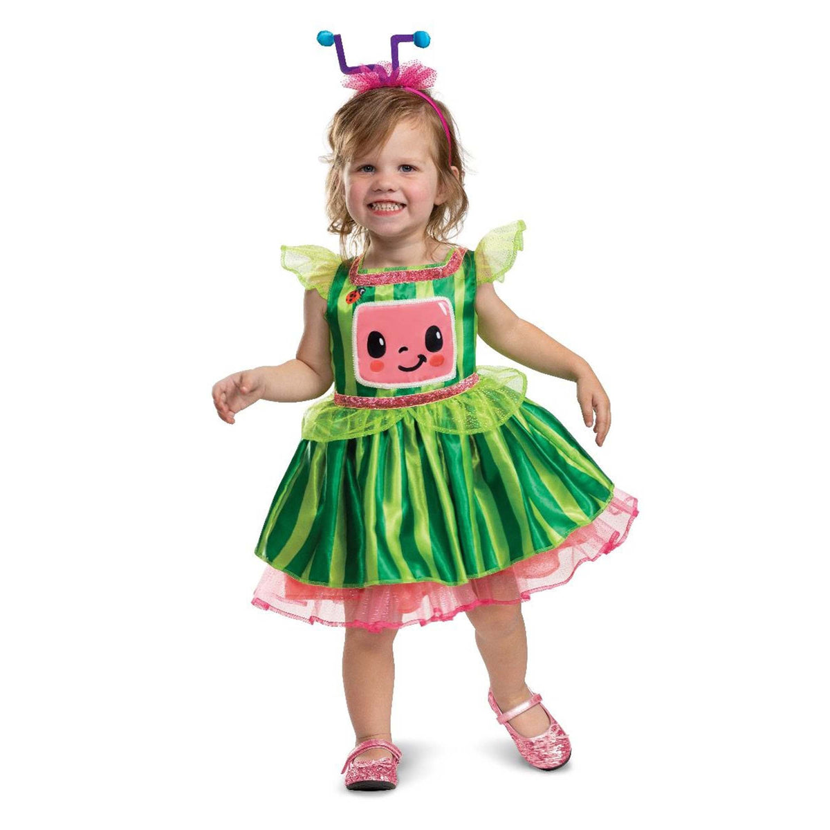 DISGUISE (TOY-SPORT) Costumes Cocomelon Deluxe Dress Costume for Toddlers, Green Striped Dress
