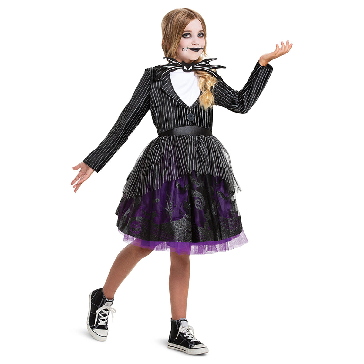 DISGUISE (TOY-SPORT) Costumes Jack Skellington Deluxe Costume for Kids, Nightmare Before Christmas, Dress, Petticoat and Bow Tie