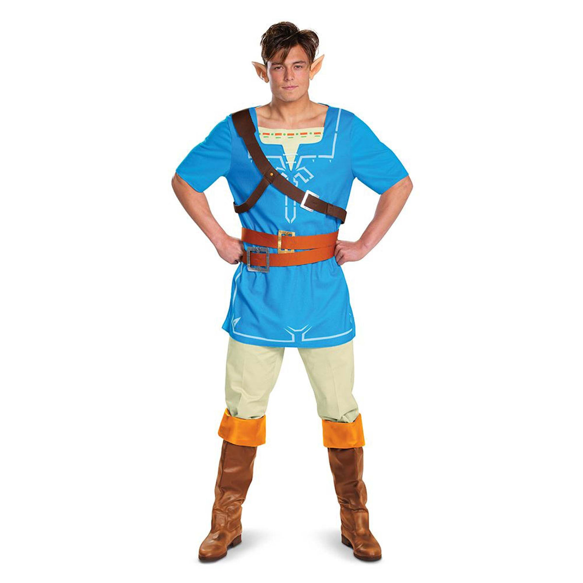 DISGUISE (TOY-SPORT) Costumes Nintendo Zelda: Breath of the World Link Costume for Adults, Blue Tunic with Attached Chest Belt