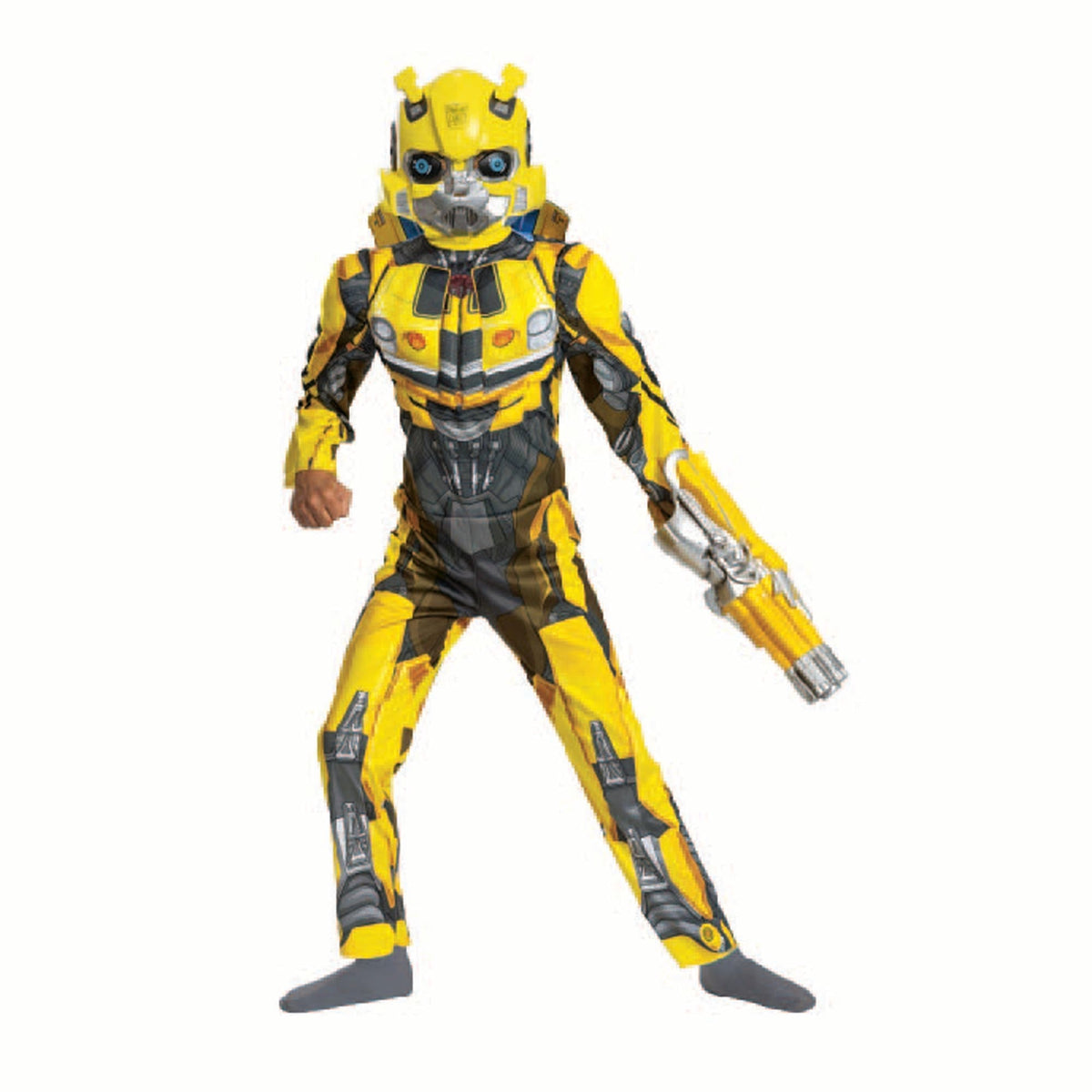 DISGUISE (TOY-SPORT) Costumes Transformers Bumblebee Muscle Jumpsuit Costume for Kids, Yellow Muscle Jumpsuit