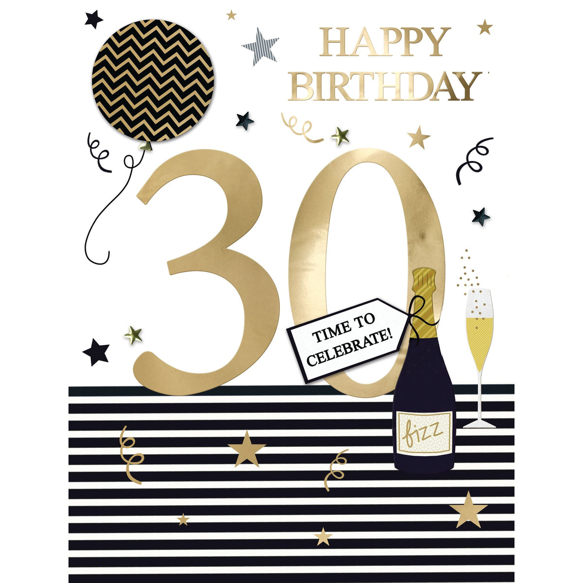 DISTRIBUTION INCOGNITO Greeting Cards Giant 30th Birthday Card, Time to Celebrate, 9 x 12 Inches, 1 Count 5034527343093
