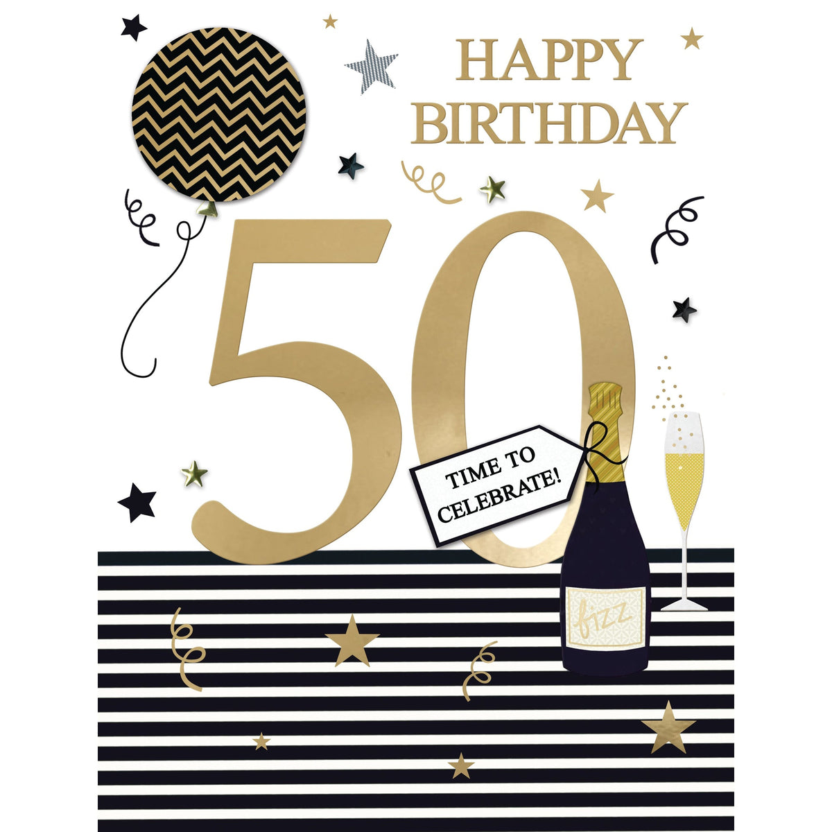 DISTRIBUTION INCOGNITO Greeting Cards Giant 50th Birthday Card, Time to Celebrate, 9 x 12 Inches, 1 Count 5034527343147