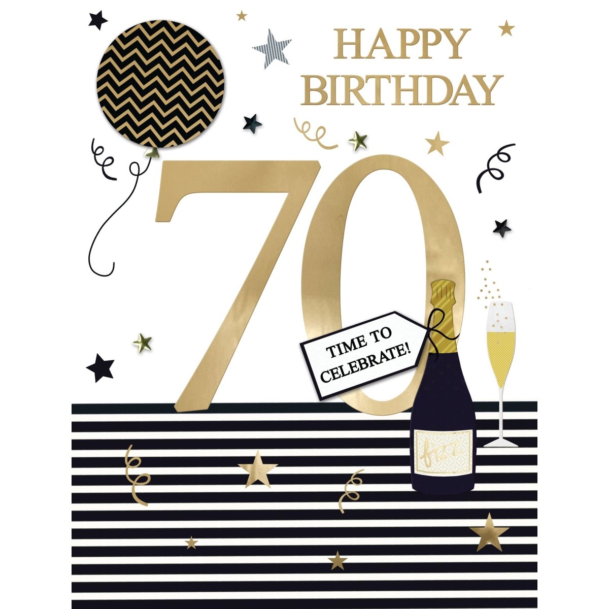 DISTRIBUTION INCOGNITO Greeting Cards Giant 70th Birthday Card, Time to Celebrate, 9 x 12 Inches, 1 Count 5034527343161
