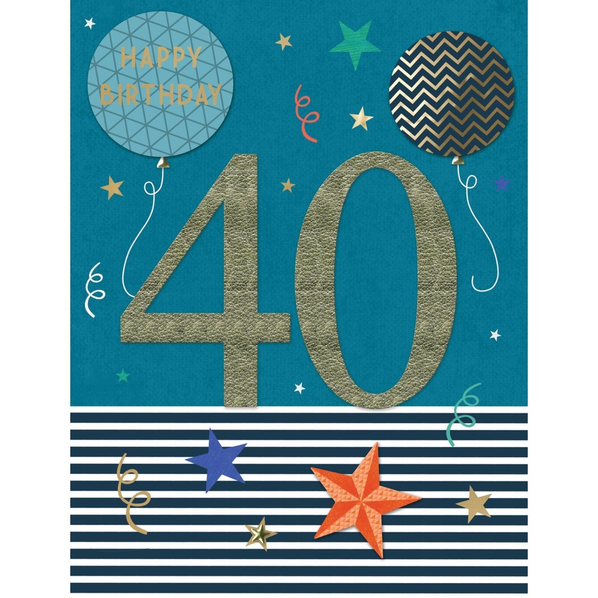 DISTRIBUTION INCOGNITO Greeting Cards Giant Birthday Card, 40th Happy Birthday, 1 Count 5034527343130