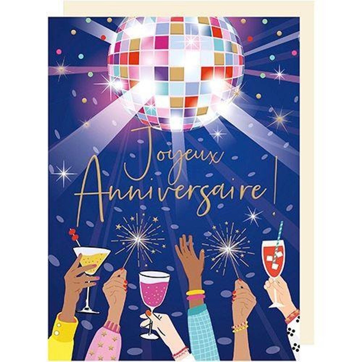 DISTRIBUTION INCOGNITO Greeting Cards Giant Birthday Card, "Joyeux Anniversaire" Disco, 1 Count 3700572812533