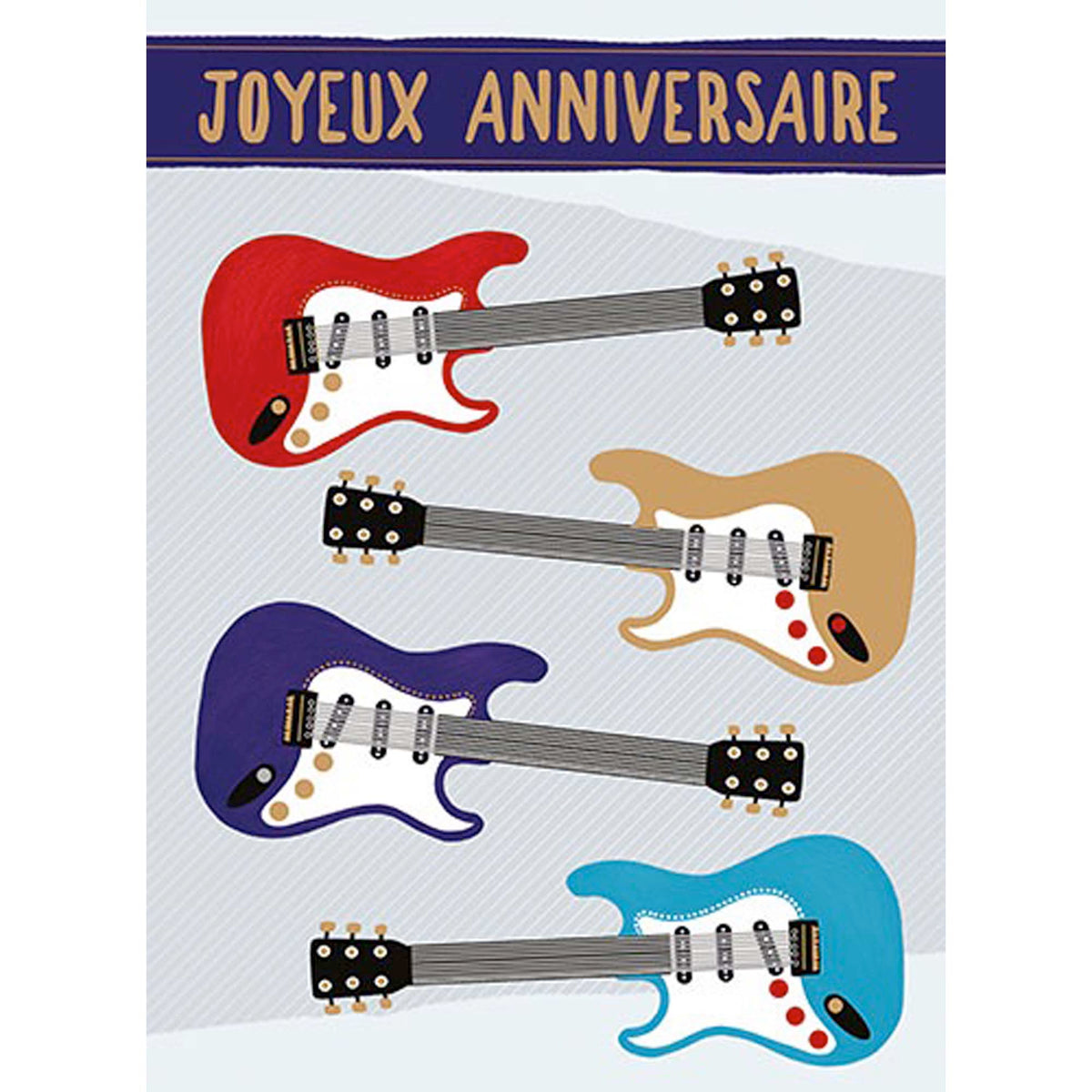 DISTRIBUTION INCOGNITO Greeting Cards Giant Birthday Card, "Joyeux Anniversaire" Electric Guitars, 1 Count
