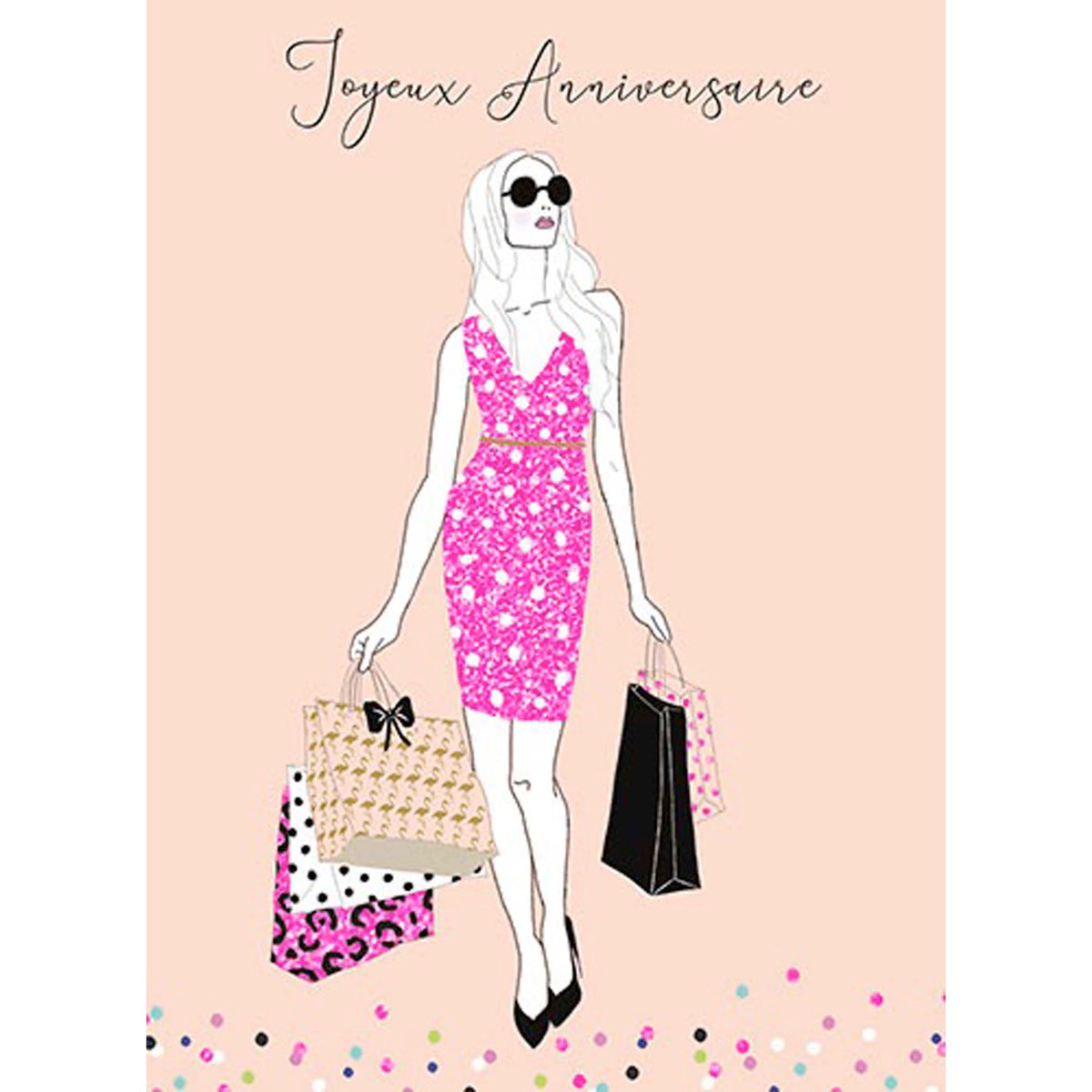 DISTRIBUTION INCOGNITO Greeting Cards Giant Birthday Card, "Joyeux Anniversaire" Shopping, 1 Count