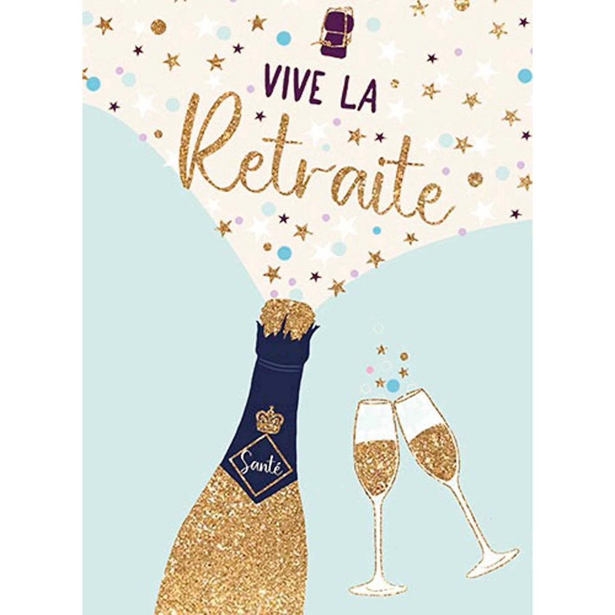 DISTRIBUTION INCOGNITO Greeting Cards Giant Retirement Card, "Vive la retraite" Champagne, 1 Count
