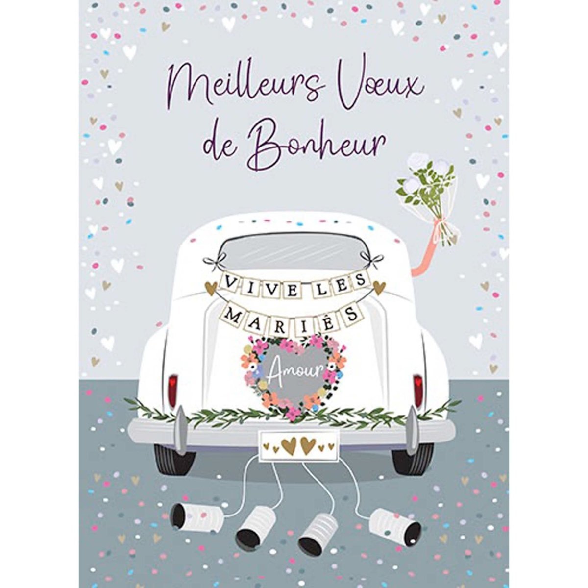 DISTRIBUTION INCOGNITO Greeting Cards Giant Wedding Card, "Meilleurs Voeux de Bonheur", 1 Count