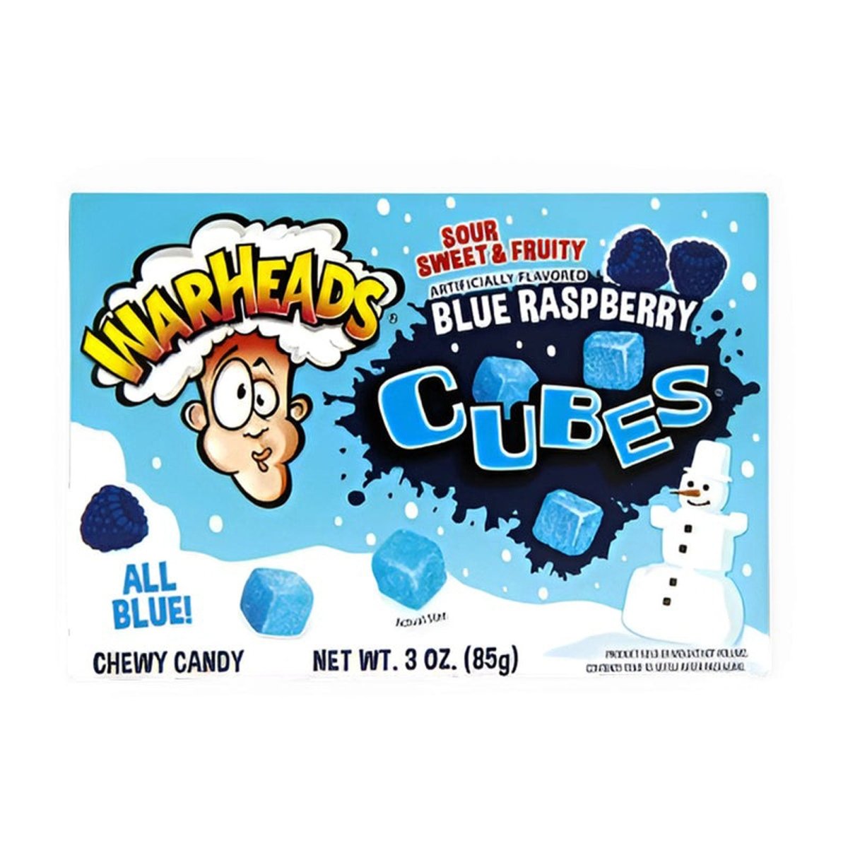 Blue Raspberry Warheads Cubes Candies, 85g | Party Expert