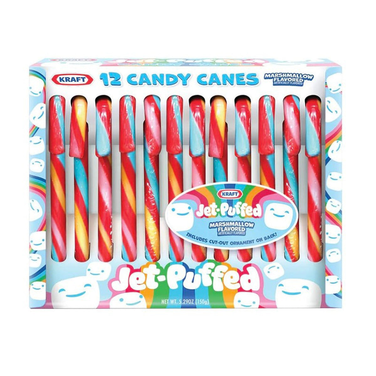 DISTRIBUTION JJ CANDY Christmas Jet-Puffed Candy Canes, 12 Count 038252890018
