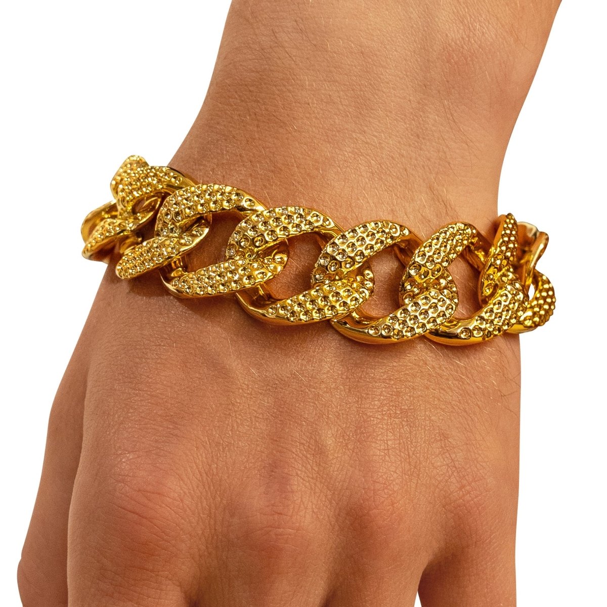 DONGGUAN HUAWANG ORNAMENT MANUFACTORY Costume Accessories Big Link Gold Bracelet, 9 Inches, 1 Count 840482506993