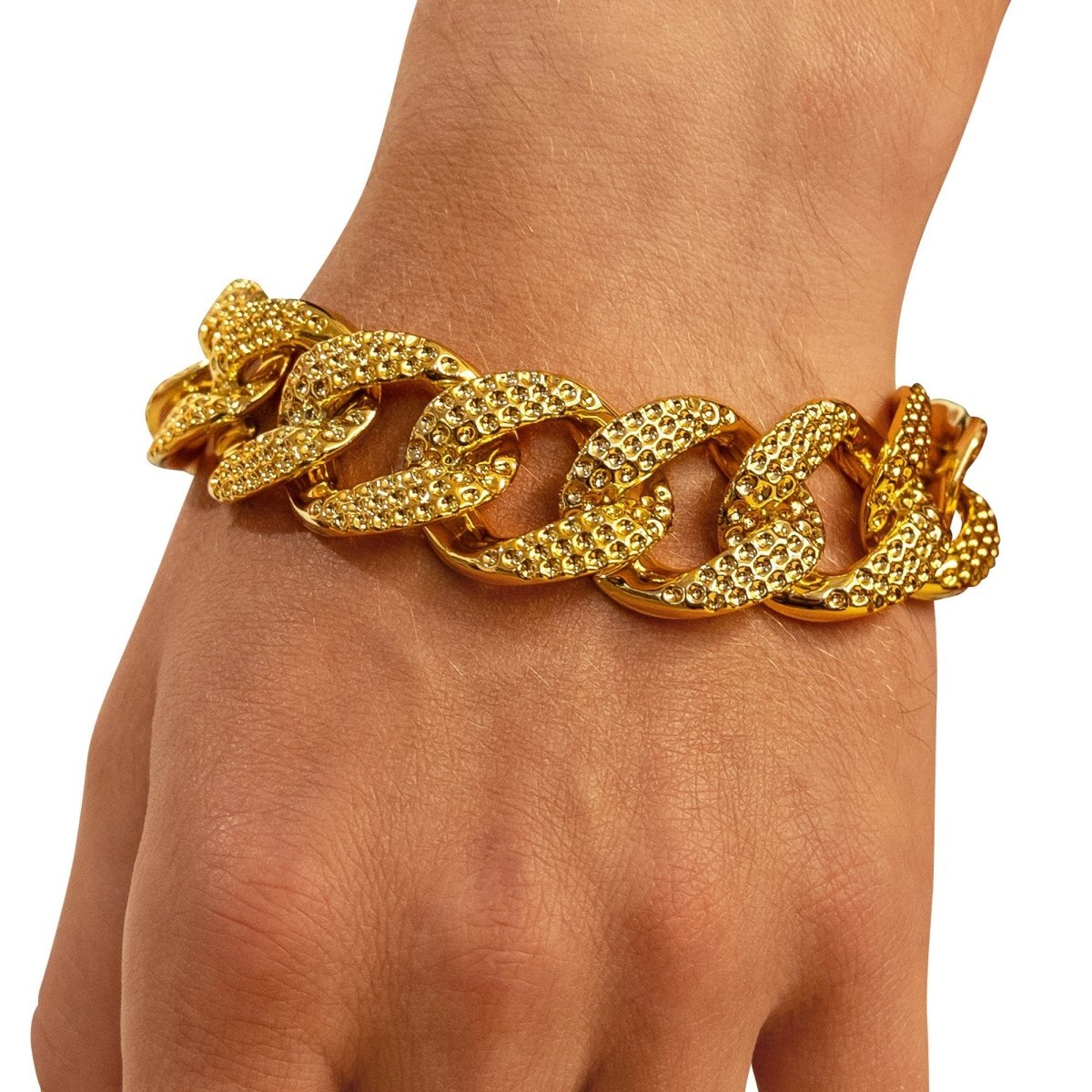 DONGGUAN HUAWANG ORNAMENT MANUFACTORY Costume Accessories Big Link Gold Bracelet, 9 Inches, 1 Count 840482506993